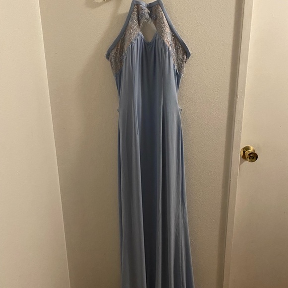 Sherri Hill size 8 light blue lace maxi dress - Picture 4 of 7